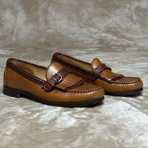 Allen Edmonds Monterey Kiltie Tan Mahogany Braid Buckle 9.5 E